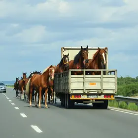 caminhão com cavalos
